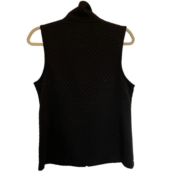 JONES New York Quilted Vest Black front pockets full zip mandarin collar Sz S - Picture 2 of 7